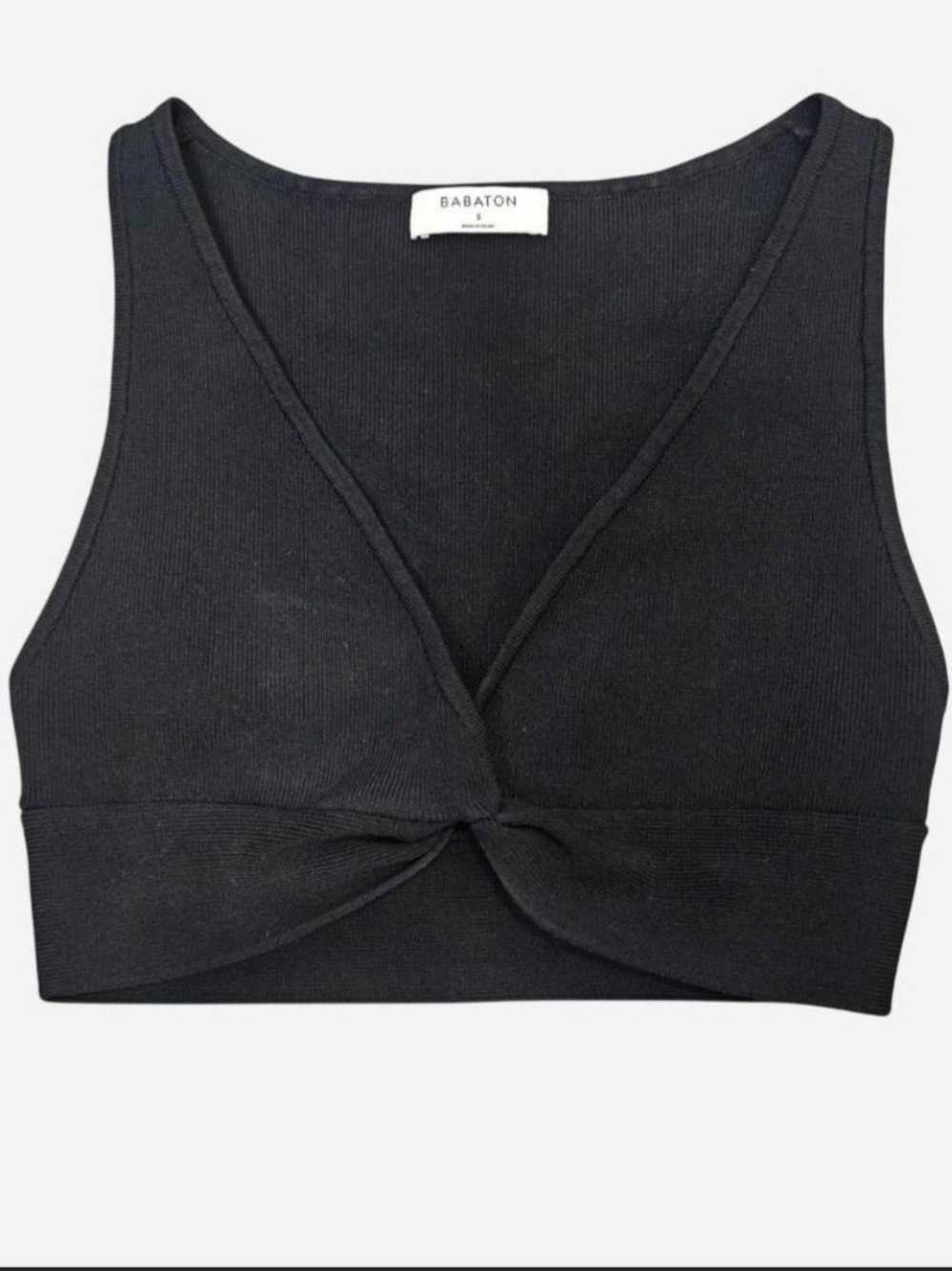 Babaton Black Twist Front Crop Tank